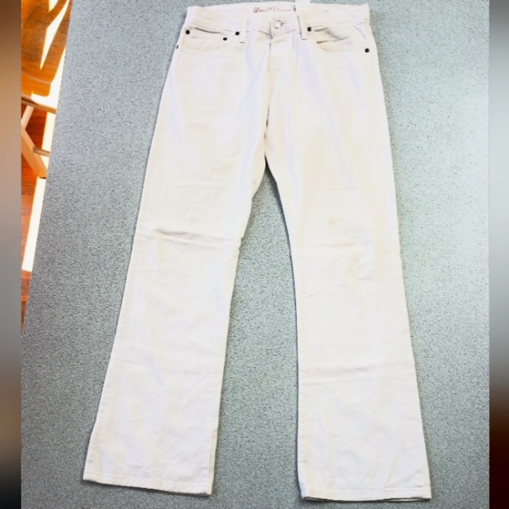 Vintage Men's White Levi's Boot-cut Jeans